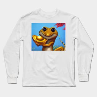 Gecko hold gold ingot Long Sleeve T-Shirt